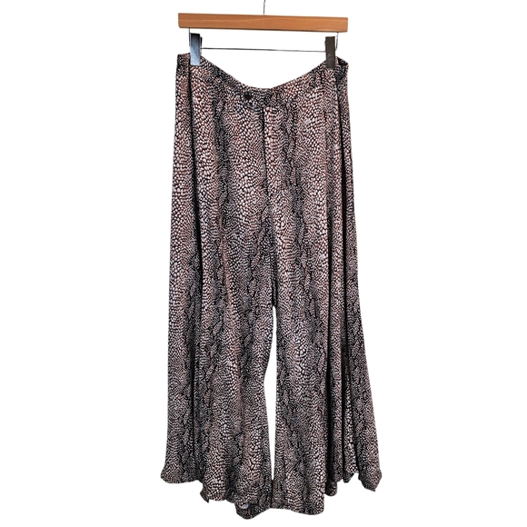 Anthropologie Skirted Wide Leg Pants Size 12 Boho Resort Flowy Palazzo Snakeskin - Picture 2 of 11